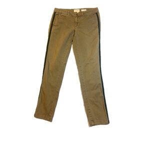 Chino by Anthropologie Relaxed Olive Green Chinos w/‎ Velvet Trim - Size 27